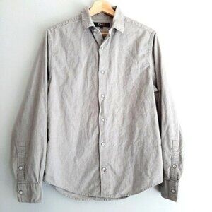 DH3 / 100% Cotton Textured Button Down Dress Shirt Light Grey Men's Sz S